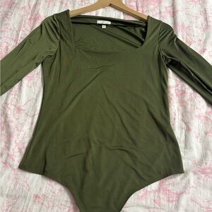 Olive Green Long Sleeve Women's Body Suit